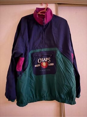 Chaps Ralph Lauren Navy and Magenta Colorblock Jacket